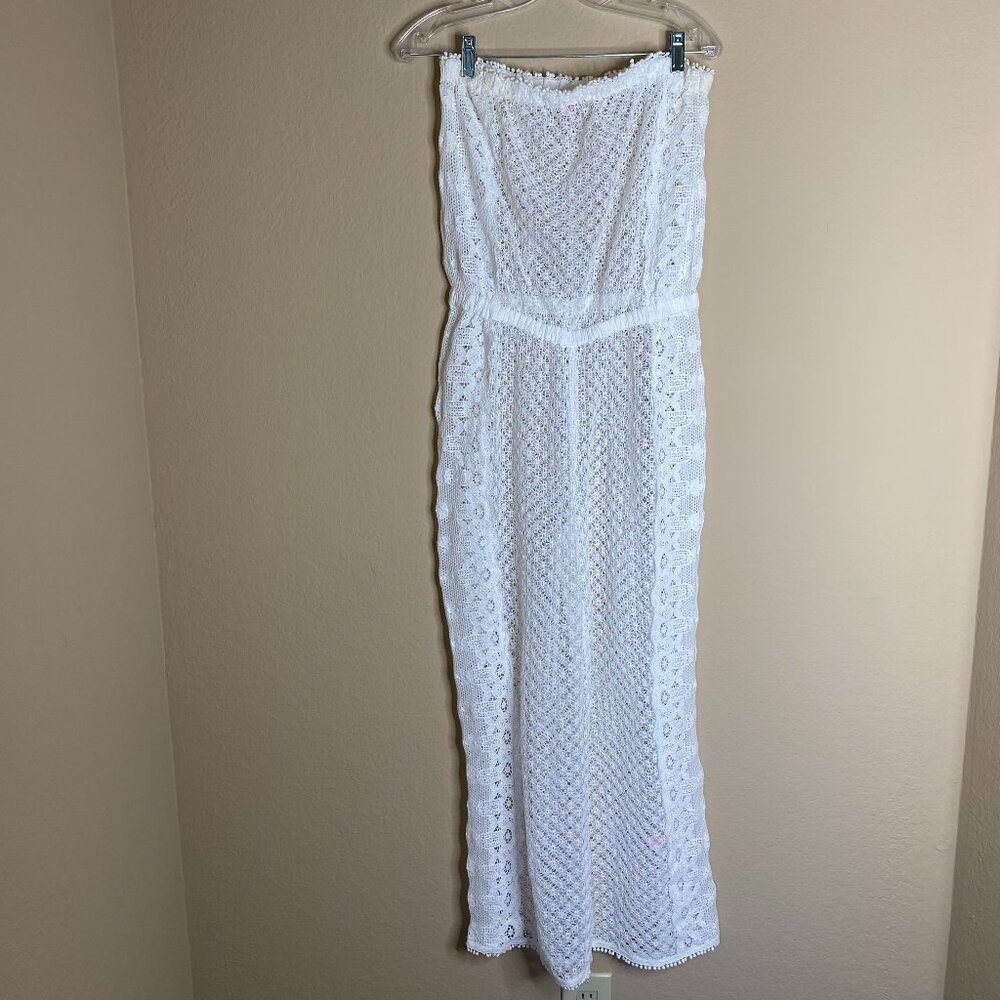 NEW victoria's secret crochet sheer strapless wide leg jumpsuit